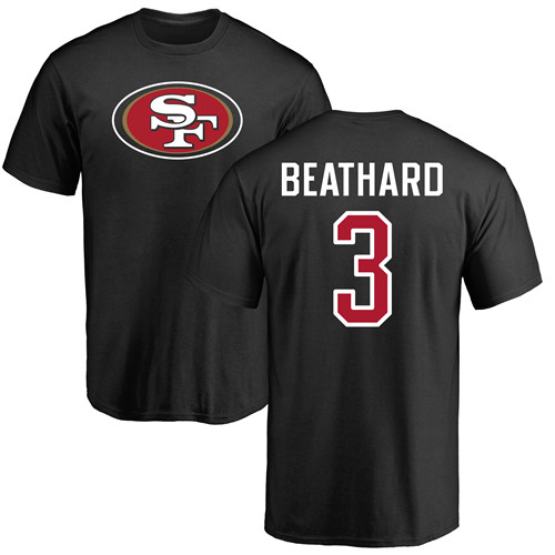 Men San Francisco 49ers Black C. J. Beathard Name and Number Logo #3 NFL T Shirt